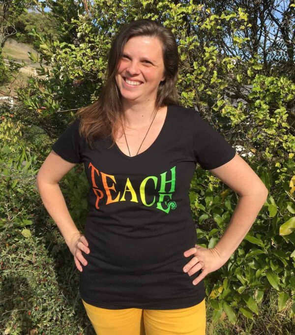 Teach Peace v-neck womens t-shirt
