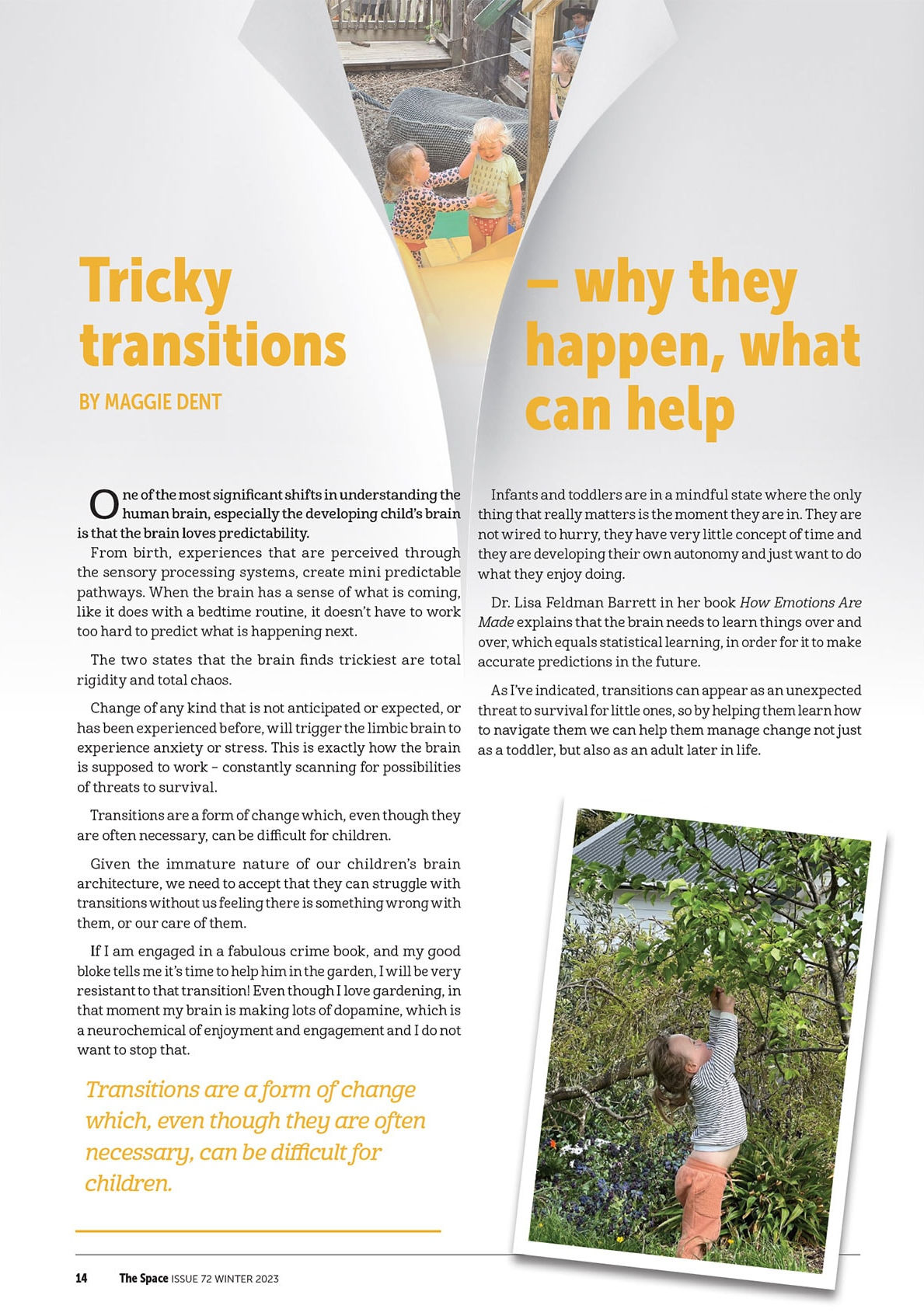 Tricky transitions Space cover example